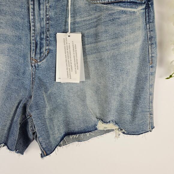 New Dear John Ivy Shorts Size 33 High Rise Distressed Denim Cutoff Short Raw Hem - Picture 4 of 13